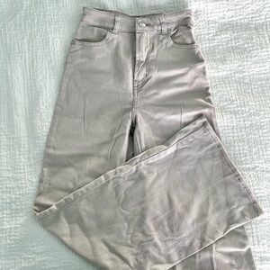 H&M light beige twill wide leg pants